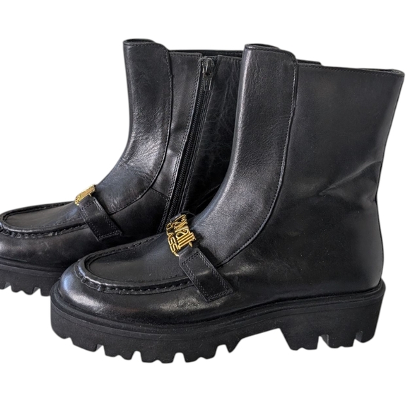 Cavalli Class Black Leather Cortina Platform Lug Boots...Size EU 39(US 8.5-9) - Picture 2 of 9